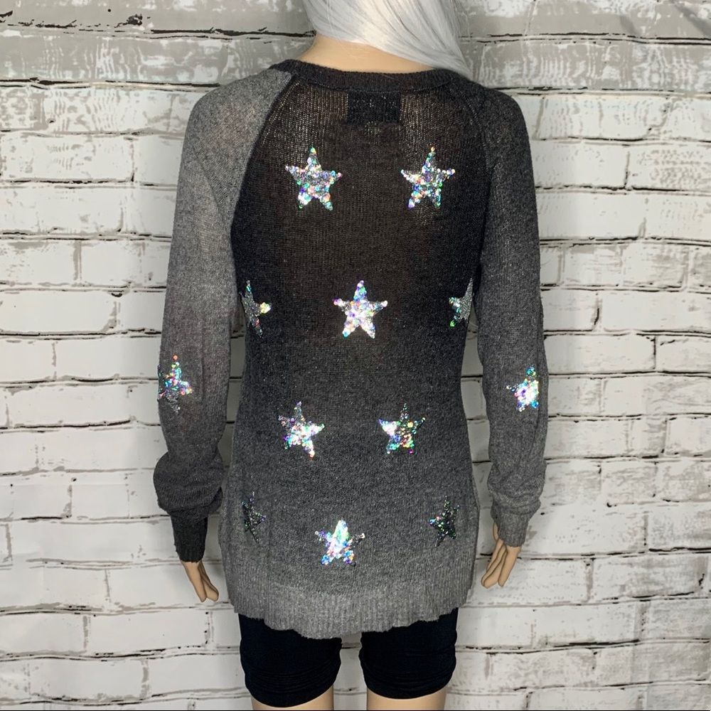 Wildfox WhiteLabel Star Gazer Ombre Gray Sequin Sweater Size Small - Picture 5 of 9